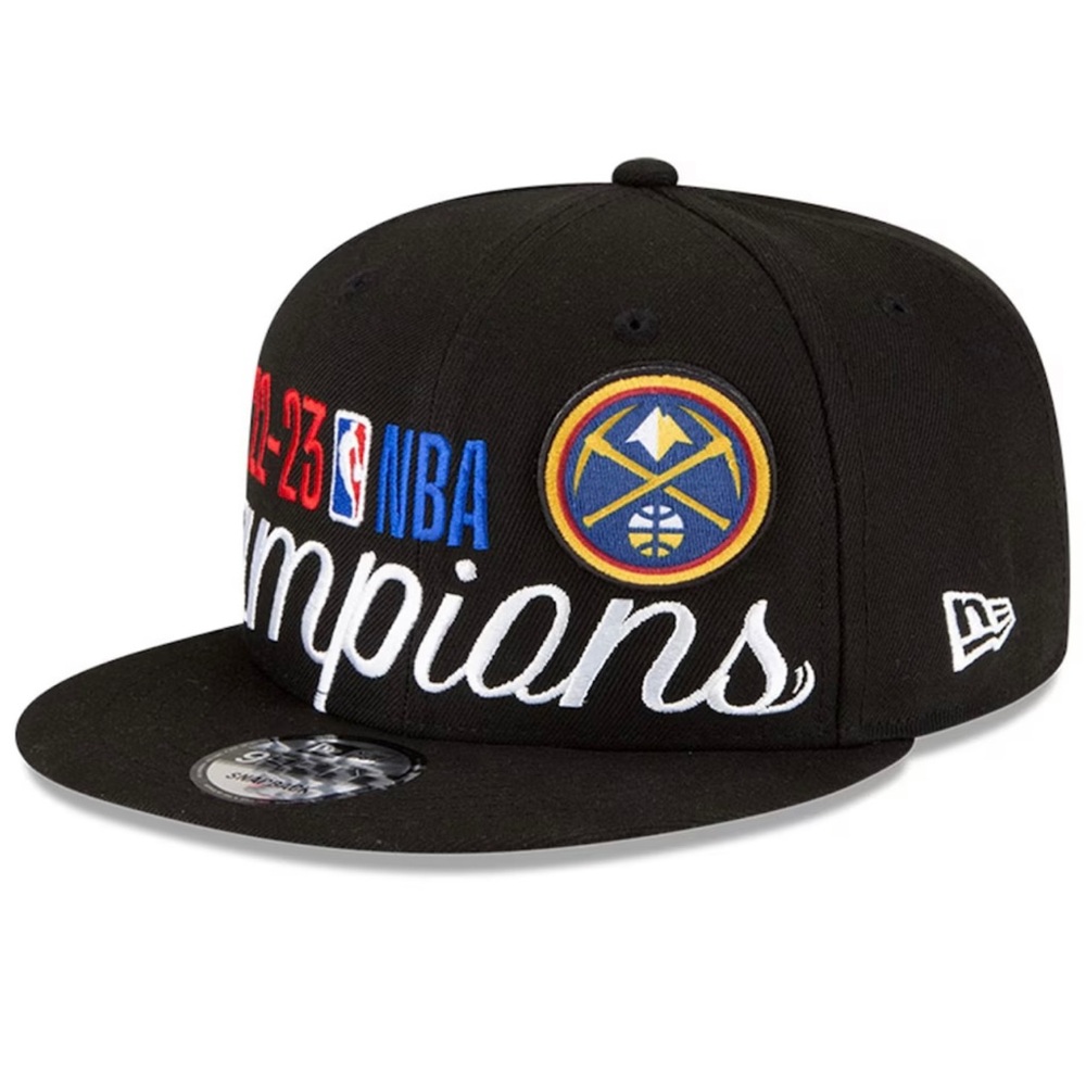 New Era Black and Blue Snapback Hat with Denver Nuggets Logo